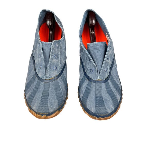 Womens Sorel Denim Shoes Size 9.5 Handcrafted Plimsoll Blue Sunburst Slip On - Picture 2 of 10